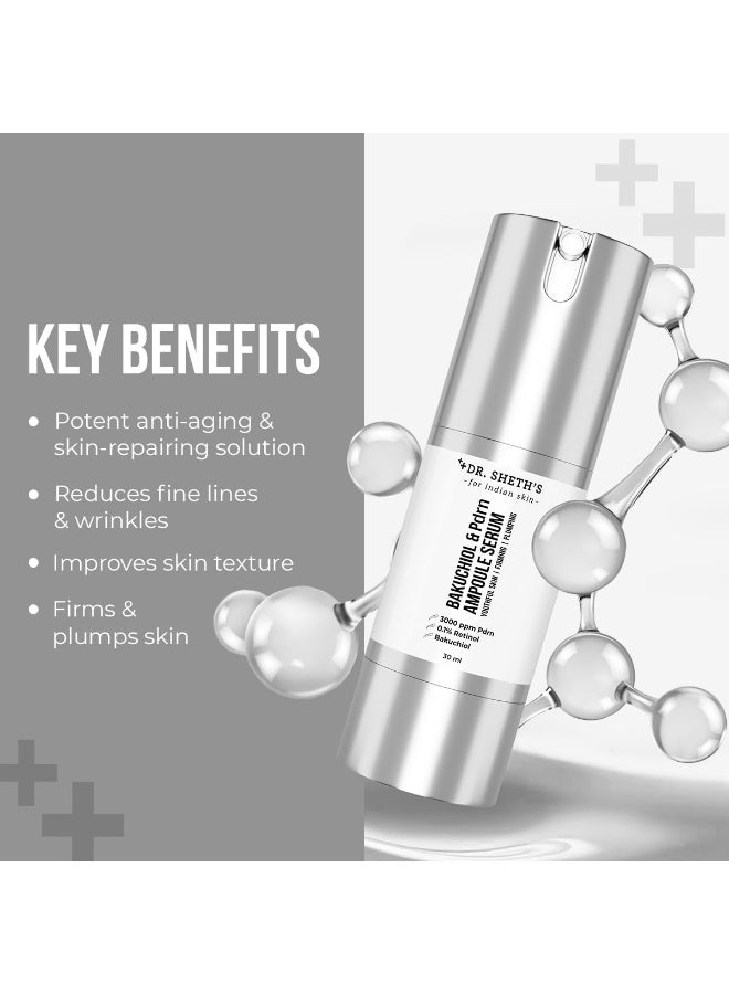 Dr. Sheth's Bakuchiol & Pdrn Ampoule Serum | 3000 PPM PDRN, 0.1% Retinol | Firms & Plumps Skin | Reduces Fine Lines & Wrinkles | Improves Skin Texture | Non-Irritating | For Men & Women | All Skin Type | 30 ml - Image 4