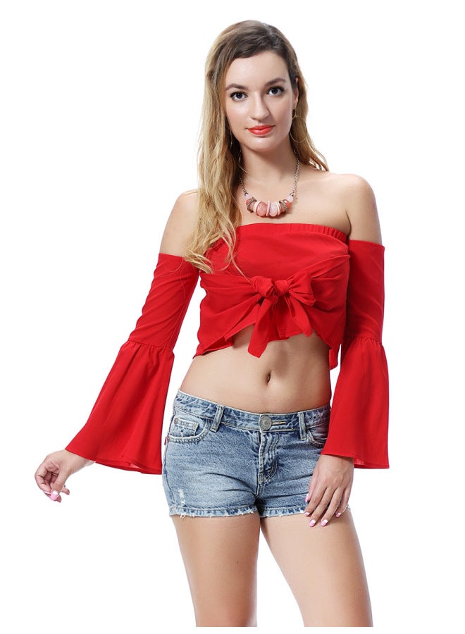 24 Color  European And American Women's Shoulder Collar Rubber Ribbon Women's T-shirt Ml550