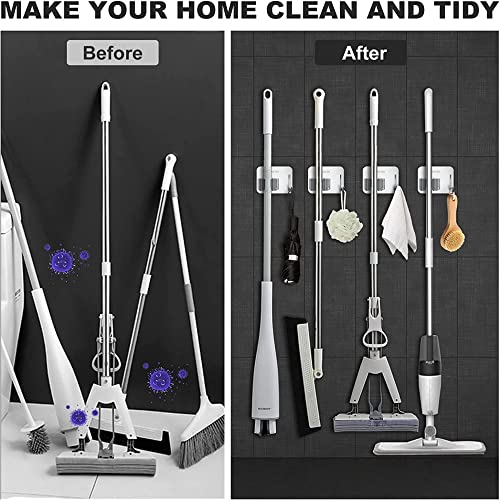 Shynora (3-Pack Self Adhesive Mop and Broom Holder Wall Mounted (No Drilling Required) Broom - Mop Stick Holder Stand and Organizer | Wiper Holder on Wall | SUS-304 (Grey Colour) - Image 2
