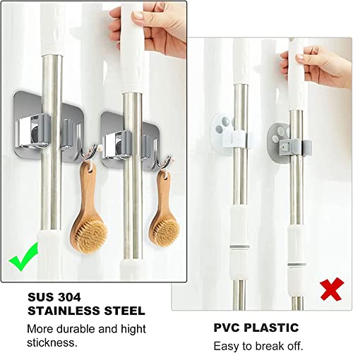 Shynora (3-Pack Self Adhesive Mop and Broom Holder Wall Mounted (No Drilling Required) Broom - Mop Stick Holder Stand and Organizer | Wiper Holder on Wall | SUS-304 (Grey Colour) - Image 3