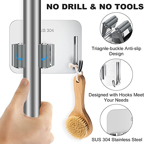 Shynora (3-Pack Self Adhesive Mop and Broom Holder Wall Mounted (No Drilling Required) Broom - Mop Stick Holder Stand and Organizer | Wiper Holder on Wall | SUS-304 (Grey Colour) - Image 4