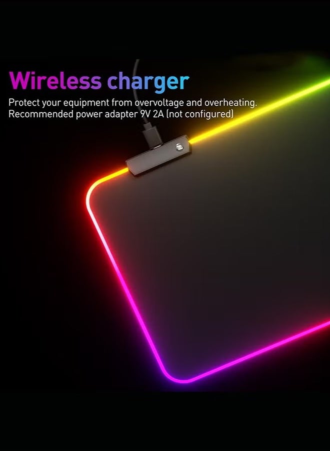 صورة العالمة سجادة ماوس للألعاب كبيرة جدًا مع إضاءة RGB - 14 وضع إضاءة، سجادة ماوس LED ناعمة موسعة، قاعدة مطاطية مضادة للانزلاق، سجادة للكمبيوتر ولوحة مفاتيح ماوس (31.5 × 12 بوصة)  - Image 5