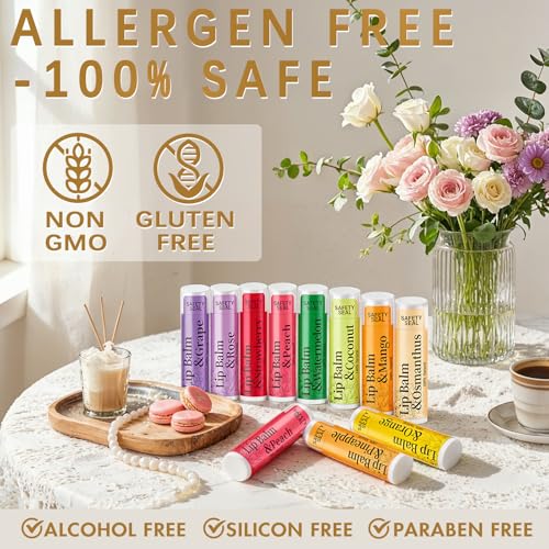 RBUGR 20 Pack Lip Balm Bulk- 12 Flavored Lip Balm Set Natural Moisturizing Hydrating for Dry Cracked Lips, Valentines Gifts for Women & Party Favors Mini Balm Pack (4.2g/0.15oz) - Image 5