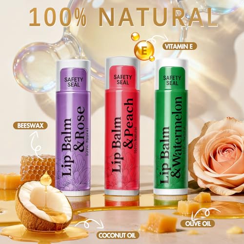 RBUGR 20 Pack Lip Balm Bulk- 12 Flavored Lip Balm Set Natural Moisturizing Hydrating for Dry Cracked Lips, Valentines Gifts for Women & Party Favors Mini Balm Pack (4.2g/0.15oz) - Image 3