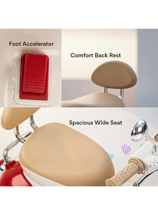 VESPA Kids Electric Scooter, Vespa-Inspired, 3-Wheel Design, Red and White - Image 3