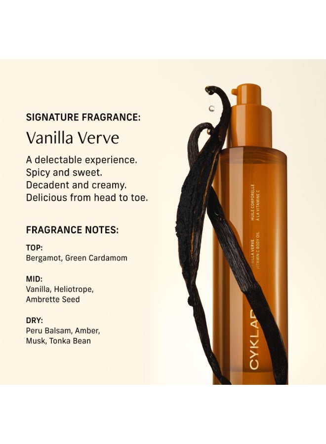 CYKLAR Vitamin C Body Oil for Women and Men. Moisturizing Vanilla Verve Scented Body Serum for Glowing Skin. Nourishing, Hydrating After-Shower and Bath Skin Care Moisturizer, 4.2 Fl Oz - Image 4