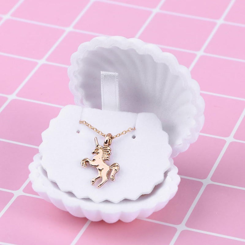 مجموعة علبة مجوهرات الصدفة البيضاء 2 قطعة حامل عرض قلادة منظف تخزين تذكارات - Image 5