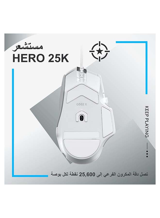 Logitech G502 X Wired Gaming Mouse - LIGHTFORCE hybrid optical-mechanical primary switches, HERO 25K gaming sensor, compatible with PC - macOS/Windows - White - Image 4