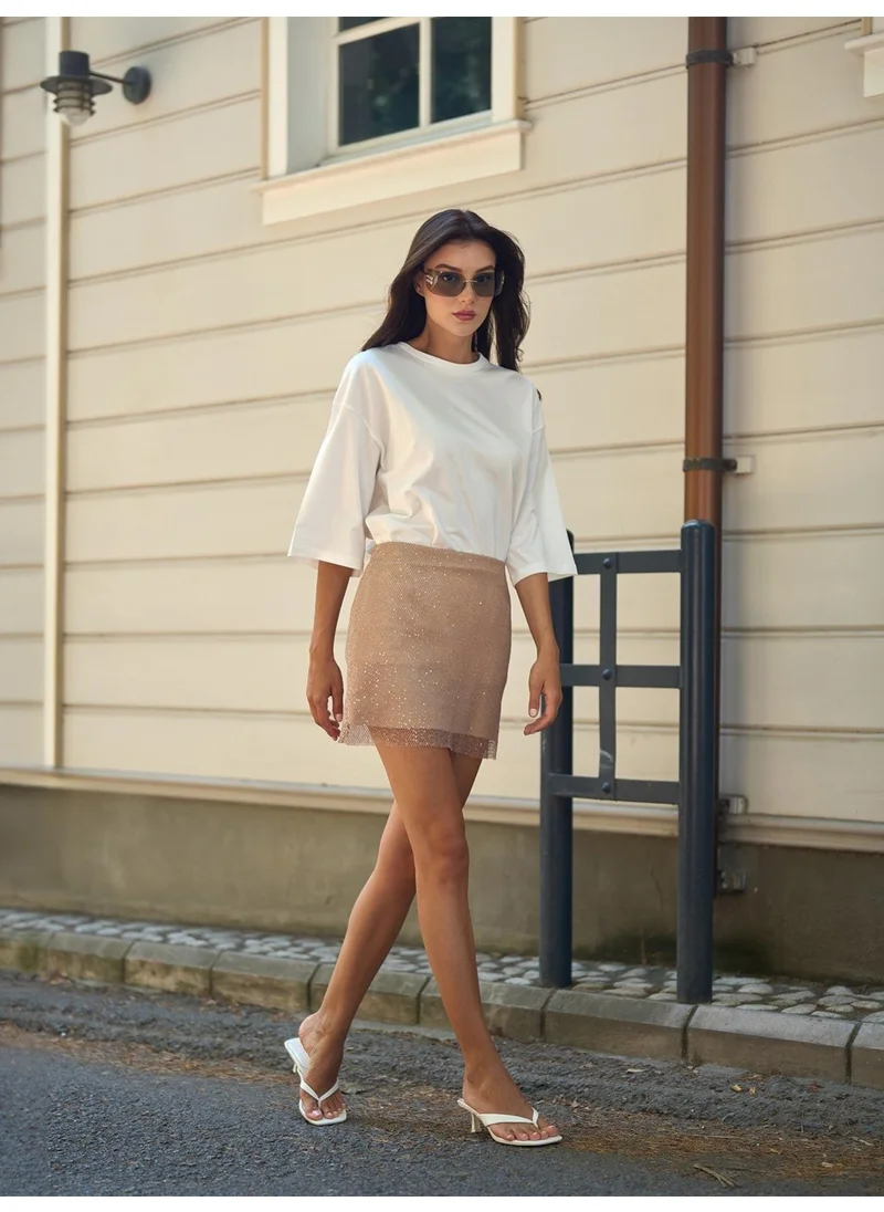 جاستي Sequined Mini Skirt Gold