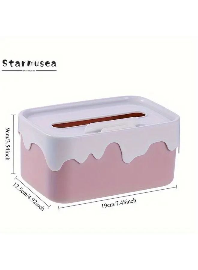 Blue Cute Tissue Box Holder With Phone Stand Durable Plastic Rectangular Napkin Holder For Living Room Kitchen Bathroom - Image 4