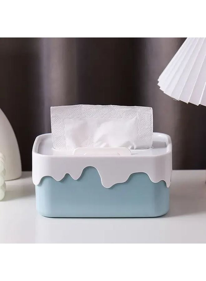 Blue Cute Tissue Box Holder With Phone Stand Durable Plastic Rectangular Napkin Holder For Living Room Kitchen Bathroom - Image 1