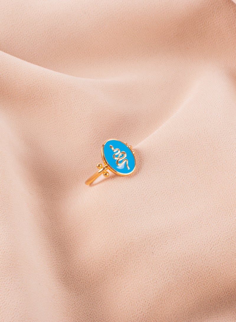 The Black Pearl Accessories Chinese Gold Ring Blue Snake Size 8/18  - Image 1