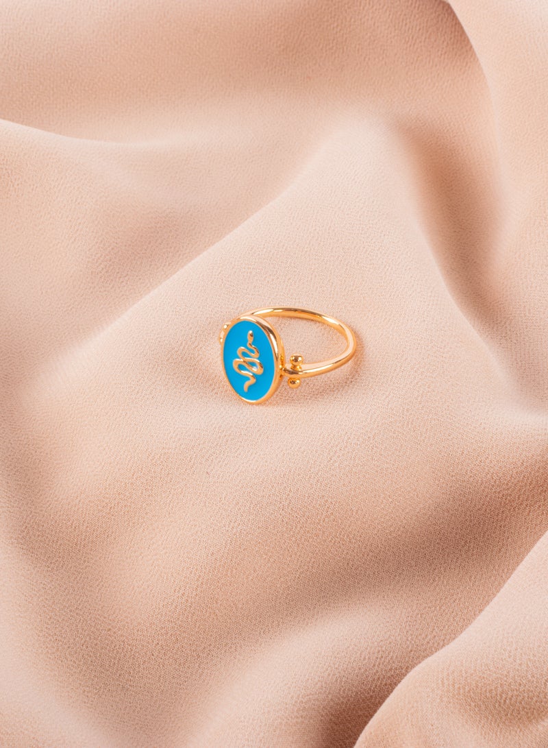 The Black Pearl Accessories Chinese Gold Ring Blue Snake Size 8/18  - Image 3
