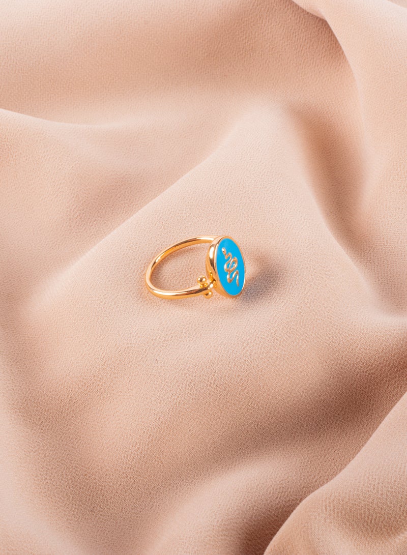 The Black Pearl Accessories Chinese Gold Ring Blue Snake Size 8/18  - Image 4