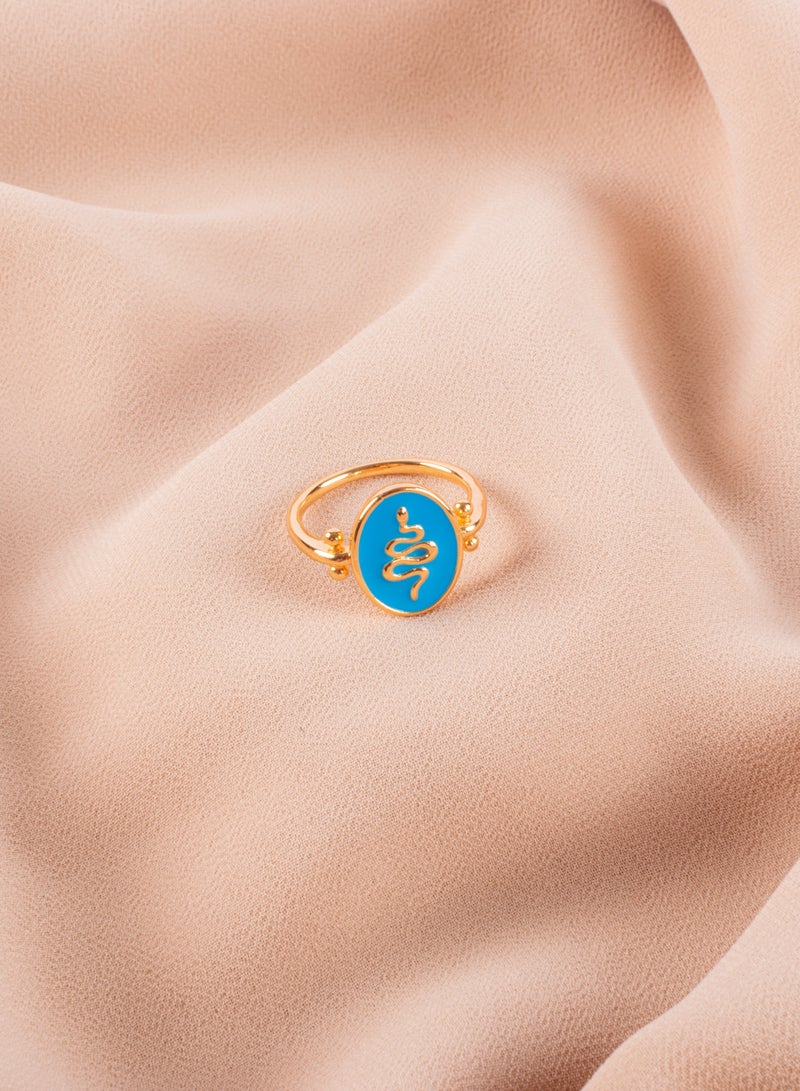 The Black Pearl Accessories Chinese Gold Ring Blue Snake Size 8/18  - Image 2
