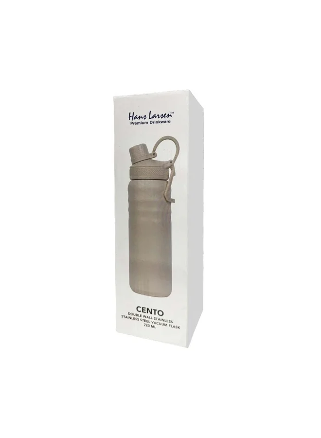 Hans Larsen Beige Hans Larsen Cento Double-Walled Stainless Steel Vacuum Flask 720ml Hot And Cold Insulated Sports Water Bottle, Leak-Proof Lid with Carry Loop, Durable Travel Flask for Daily Use - Sandstone  | Best Price UAE