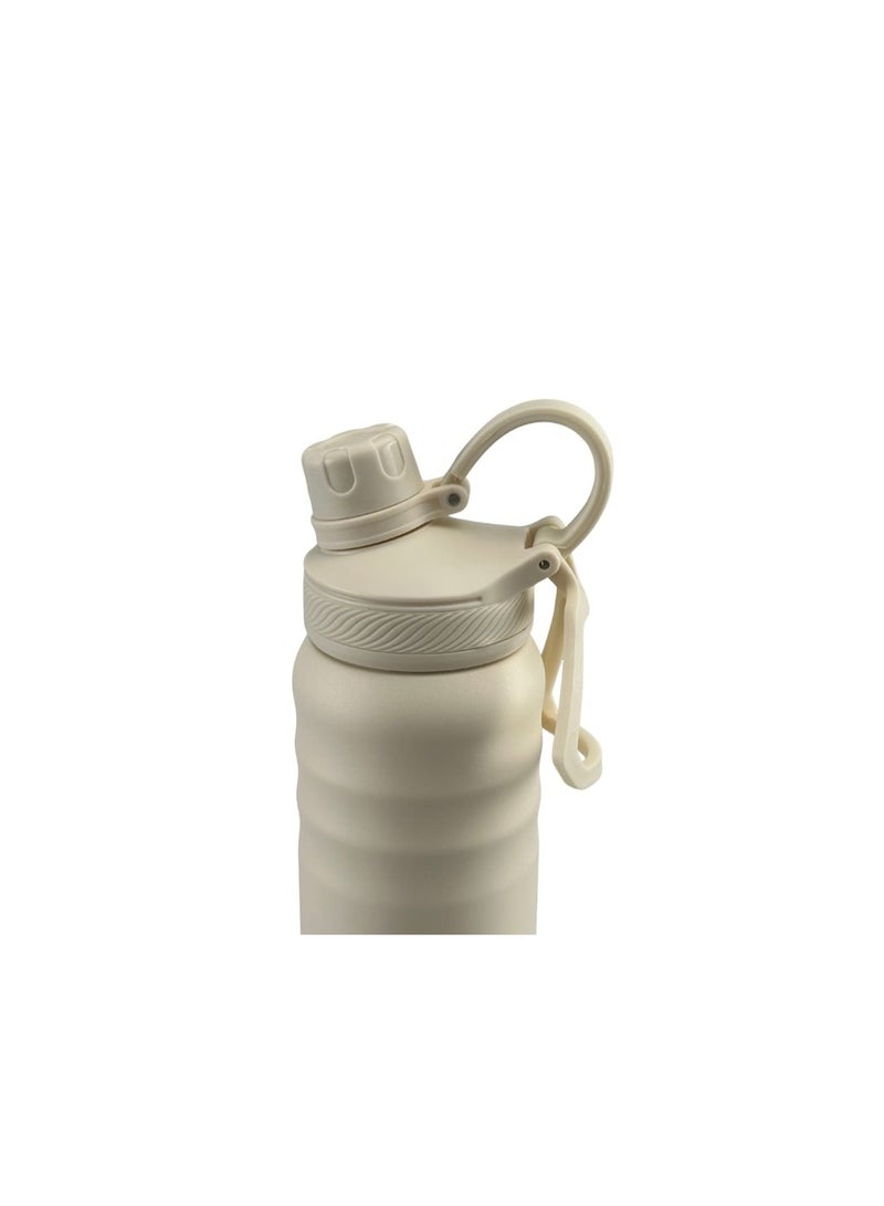 Hans Larsen Cento Double-Walled Stainless Steel Vacuum Flask 720ml Hot And Cold Insulated Sports Water Bottle, Leak-Proof Lid with Carry Loop, Durable Travel Flask for Daily Use - Sandstone - Image 2