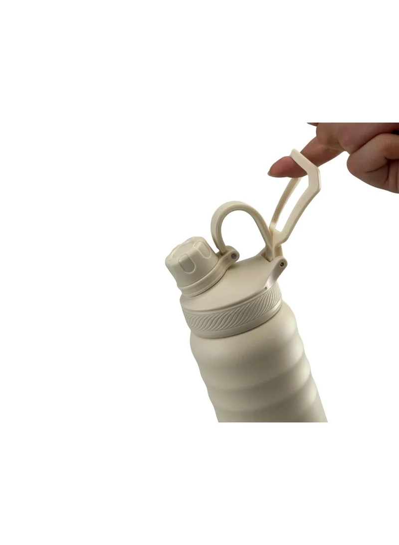 Hans Larsen Beige Hans Larsen Cento Double-Walled Stainless Steel Vacuum Flask 720ml Hot And Cold Insulated Sports Water Bottle, Leak-Proof Lid with Carry Loop, Durable Travel Flask for Daily Use - Sandstone  | Best Price UAE