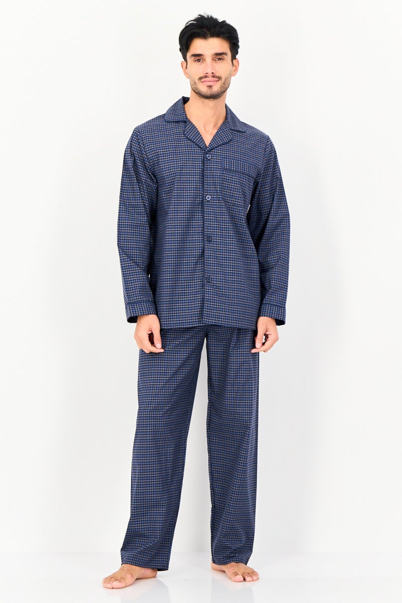 English Laundry Men 2Pcs Gingham Pattern Top And Pyjama Sleepwear Set, Multicolor - Image 1