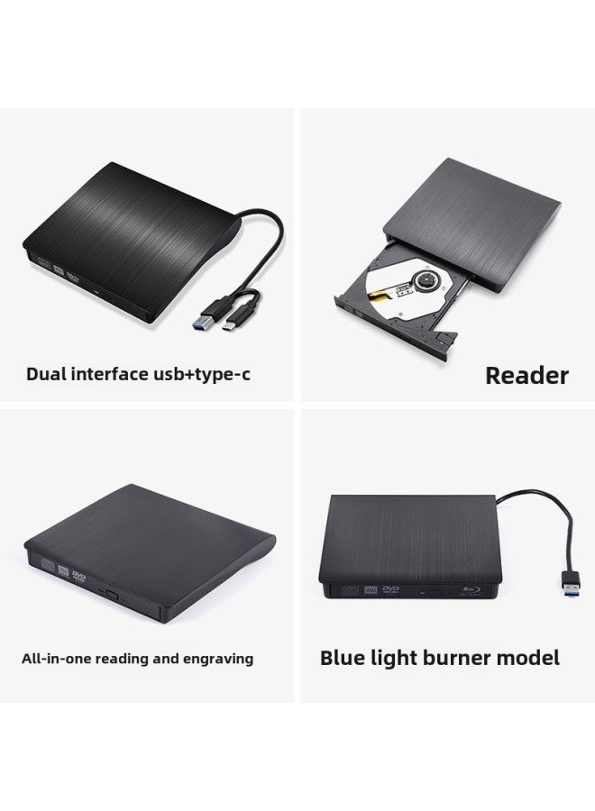 Wire Drawing USB External Optical Drive Box Desktop Computer External Notebook Mobile DVD Burner Outlet-Color:White Brushed-Specifications:DVD Read - Image 3