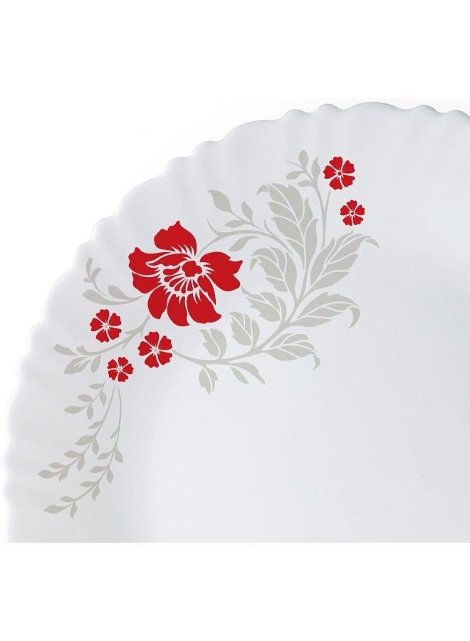 Cello Opalware Dazzle Scarlet Bliss Dinner Set, 18Pcs, White - Image 5