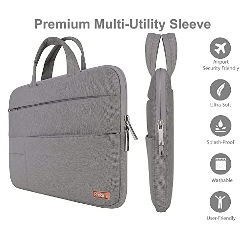 Probus 15.6 Inch Laptop Sleeve Briefcase Notebook Case Cover Handbag Business Office Travel Bag(Grey) - Image 3