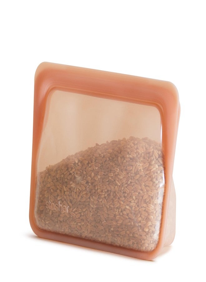 Stasher Premium Silicone Reusable Food Storage Stand-Up Mini Bag, Pink, Microwave, Sous Vide, Dishwasher, Oven and Freezer Safe, BPA Free, Leak-free, Eco-friendly, 28 Oz - Image 1