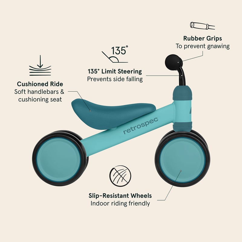 Retrospec Cricket Baby Walker Balance Bike with 4 Wheels for Ages 12-24 Months - Baby Toys & Toddler Toys for 1 Year Olds - Ride On Bicycle - Boys & Girls - Image 4