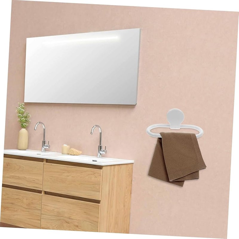 White Self Adhesive Towel Ring 3PCS No Drilling Bathroom Wall Mount Hand Towel Rack - Image 5