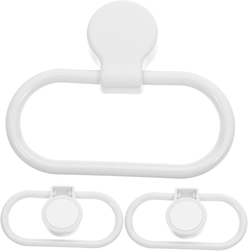 White Self Adhesive Towel Ring 3PCS No Drilling Bathroom Wall Mount Hand Towel Rack - Image 1