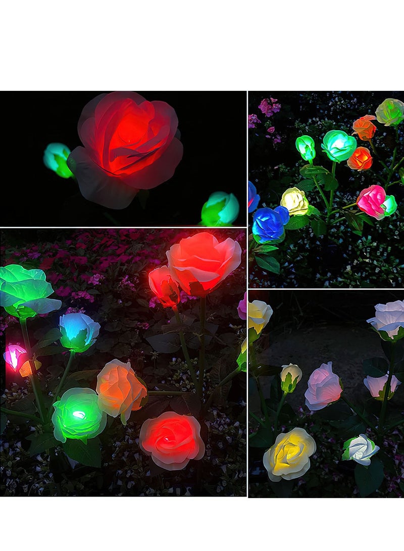 Solar Flower Lights Outdoor Garden Ornaments, IP66 Waterproof LED Decorative Rose Light Landscape Home Decoration Flowers for Garden/Yard/Lawn (Blue, Set of 2)  - Image 5
