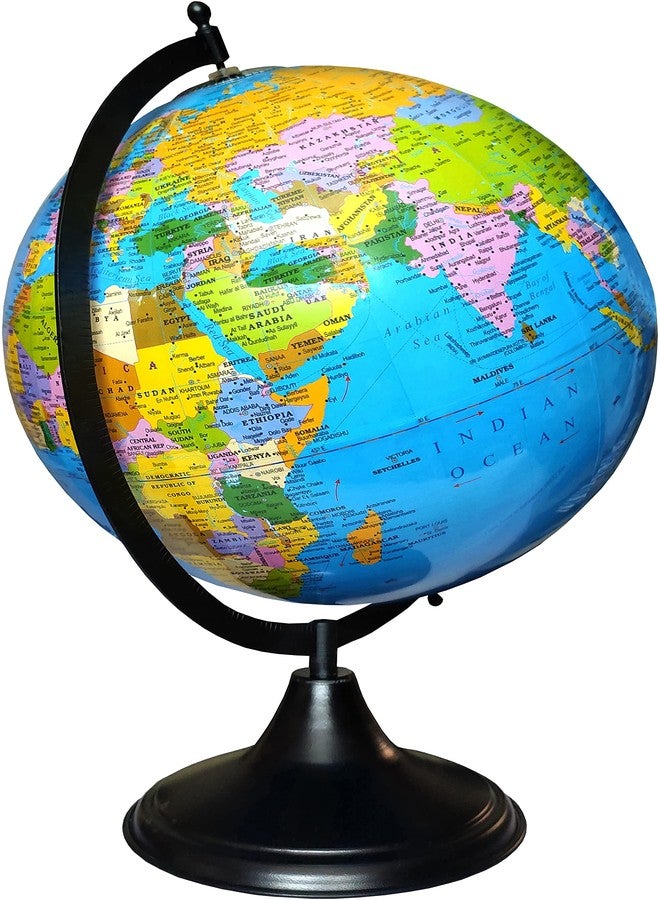 LAPRUN SAVY 8 Inch Metallic Black Base and Arc World Geography Globe for Kids/Students/Schools/Colleges/Offices Desk and Table Top Home Décor Educational Political Study Globe - Image 4