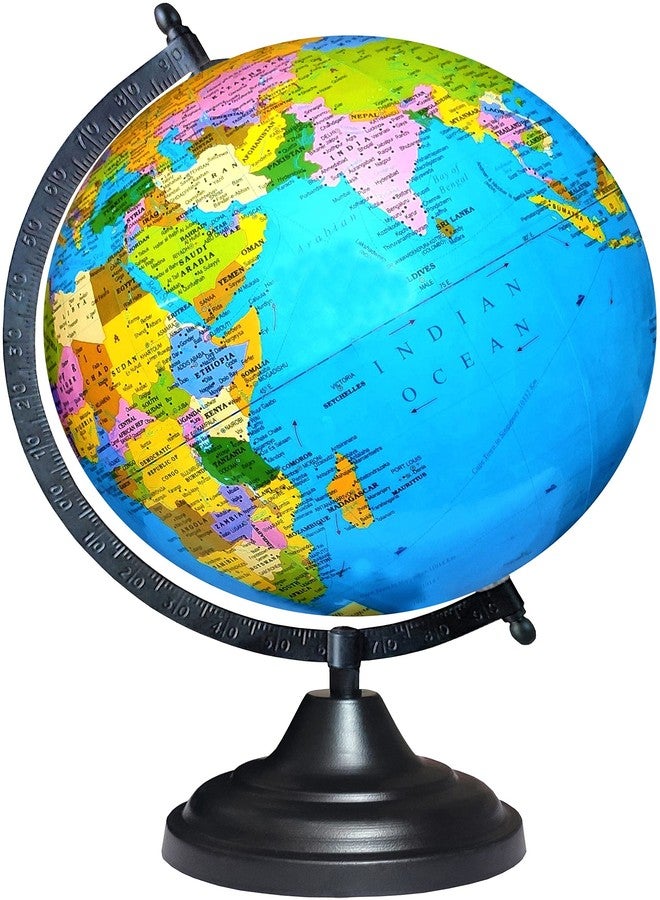 LAPRUN SAVY 8 Inch Metallic Black Base and Arc World Geography Globe for Kids/Students/Schools/Colleges/Offices Desk and Table Top Home Décor Educational Political Study Globe - Image 3