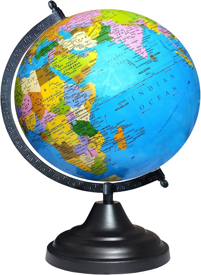 LAPRUN SAVY 8 Inch Metallic Black Base and Arc World Geography Globe for Kids/Students/Schools/Colleges/Offices Desk and Table Top Home Décor Educational Political Study Globe - Image 1