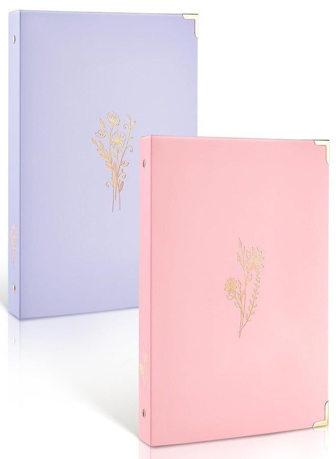 Sooez 2 Pack 3 Ring Binder, Cute 1 Inch Binders with Gold Foil & Metal Corners, Three Ring Recipe Binder, Fits Letter Sized Paper for Women School Home Office Supplies, Pink & Purple - Image 1