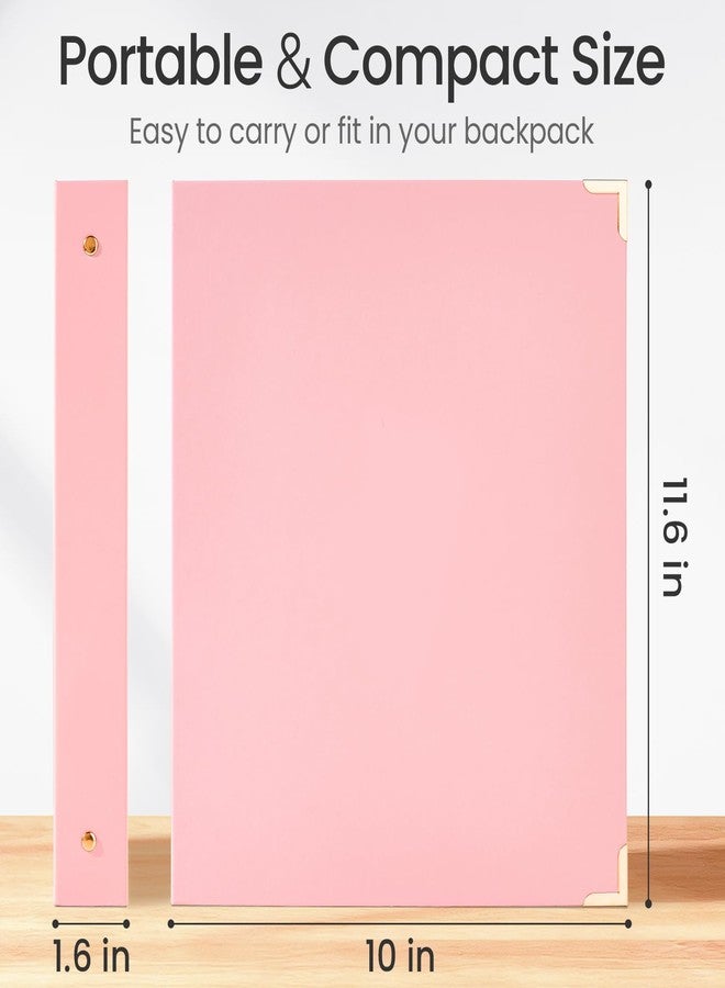 Sooez 2 Pack 3 Ring Binder, Cute 1 Inch Binders with Gold Foil & Metal Corners, Three Ring Recipe Binder, Fits Letter Sized Paper for Women School Home Office Supplies, Pink & Purple - Image 4