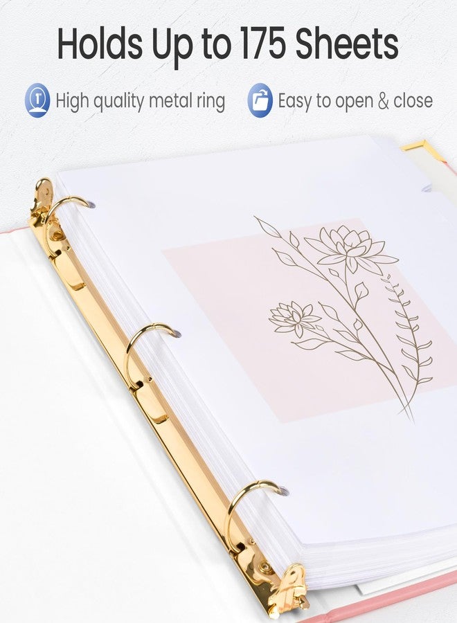 Sooez 2 Pack 3 Ring Binder, Cute 1 Inch Binders with Gold Foil & Metal Corners, Three Ring Recipe Binder, Fits Letter Sized Paper for Women School Home Office Supplies, Pink & Purple - Image 2