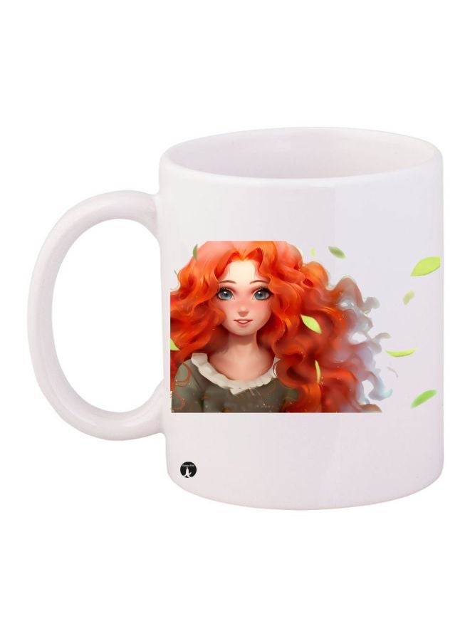 RYN Brave Princess Printed Coffee Mug White/Orange/Beige 11ounce