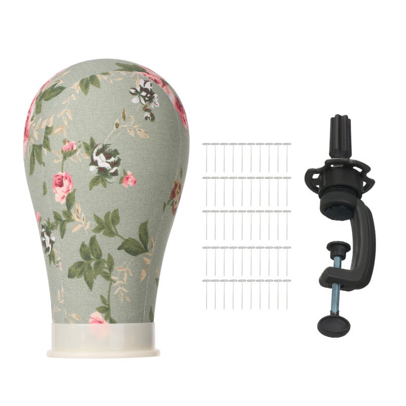 Canvas Block Head 21" Lightweight Durable Design - With 50 T-pins Mounting Holes Mannequin Head for Wig Making Styling Display Home Practice - Image 1