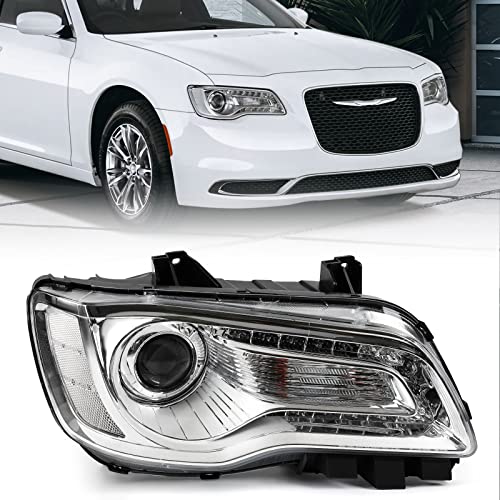 VLINCAR Halogen Headlight Assembly Compatible with Chrysler 300 300C 2015 2016 2017 2018 Headlamp with White Bezel Replacement Right Passenger Side RH 68214382AD CH2503269 - Image 1