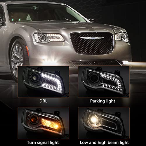 VLINCAR Halogen Headlight Assembly Compatible with Chrysler 300 300C 2015 2016 2017 2018 Headlamp with White Bezel Replacement Right Passenger Side RH 68214382AD CH2503269 - Image 2