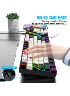 Rock Pow Gaming Keyboard Arabic English 104 Keys Mechanical Keyboard with RGB Backlit 19 Modes Wired Keyboard PBT Keycaps for PC Gaming and Working (Red Switch)  - Image 4
