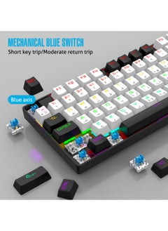 Rock Pow Gaming Keyboard Arabic English 104 Keys Mechanical Keyboard with RGB Backlit 19 Modes Wired Keyboard PBT Keycaps for PC Gaming and Working (Red Switch)  - Image 2