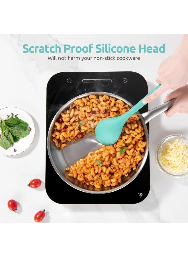 U-Taste Silicone Cooking Tools Gadgets Set, BPA Free Non Stick Solid and Slotted Turner Spatula, Mixing Spoon, and Soup Ladle (5 Pieces, Aqua Sky)  - Image 5