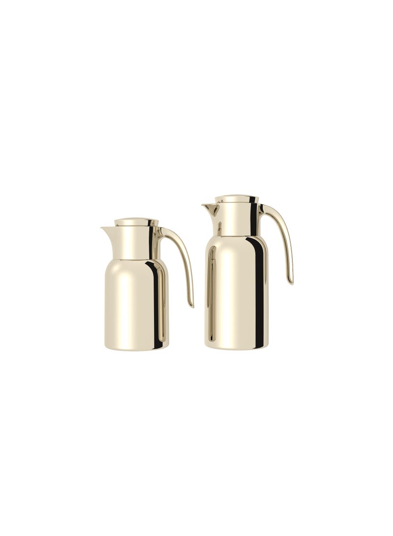 ريجال من Ripple – طقم ترامس ستانلس ستيل بالكامل (1.0 لتر قهوة + 1.3 لتر شاي) | عزل حراري مزدوج ببطانة فولاذية | تشطيب ذهبي شمباني فاخر - Image 1