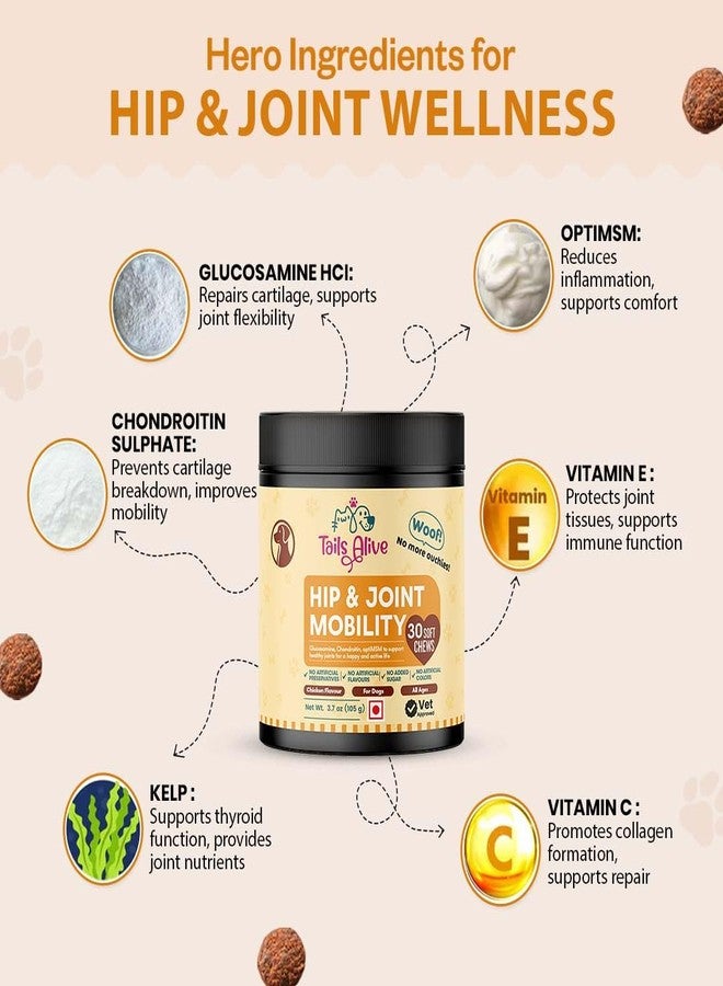 مكمل غذائي للكلاب TailsAlive Hip & Joint Soft Chews | غلوكوزامين، كوندرويتين، MSM | لتحسين الحركة والمرونة | بنكهة الدجاج | 30 قطعة مضغ طرية - Image 4