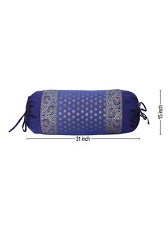 E - Ezra E Ezra Round Silk Cylinder Shape Bolster Covers 31x15 InchSet of 2 Blue  - Image 3