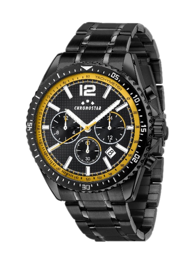 Chronostar Men's Multicolour Round Chronograph Dial with Black Stainless Steel Band Watch - 43.5mm - R3753311007 - Image 1