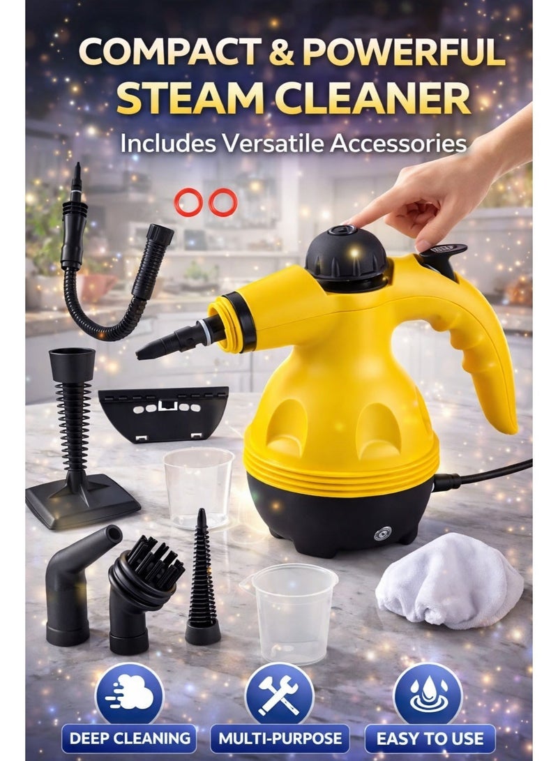 Handheld Steam Cleaner 1000W – Portable Multipurpose Pressurized Steamer with 9 Accessories for Carpet, Sofa, Couch, Mattress, Car Seats, Kitchen, Bathroom & Floor Deep Cleaning - Image 1