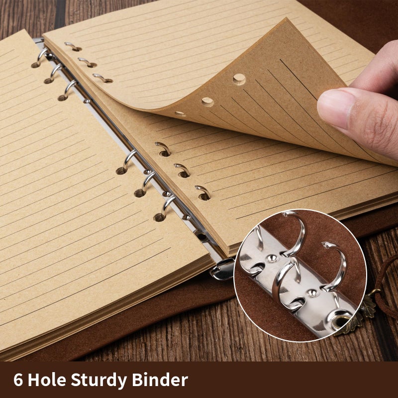 Billtigif Pu Leather Journal Notebook  Refillable Travel Writing Journals Diary  Gifts For Women  Men  Teen Girls And Boys  100Gsm Lined Paper 160 Pages(Brown  A6 5.1"" X 7.2"") - Image 3